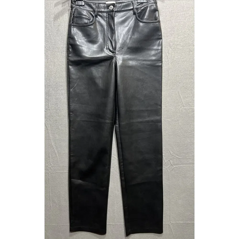 Aritzia Wilfred The Melina Black Faux Leather Pants Womens Size 4 - Picture 5 of 12